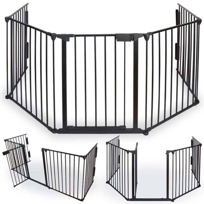 Barrière de protection enfant, chien, bébé - Pare feu - 3 METRES, 5 Panneaux modulables - FACILITYS - Sans percage avec portillon