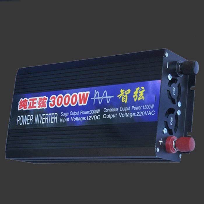 Convertisseur 3000w pur sinus ecran LCD（DC 12V à 220V AC ）- Onduleur
