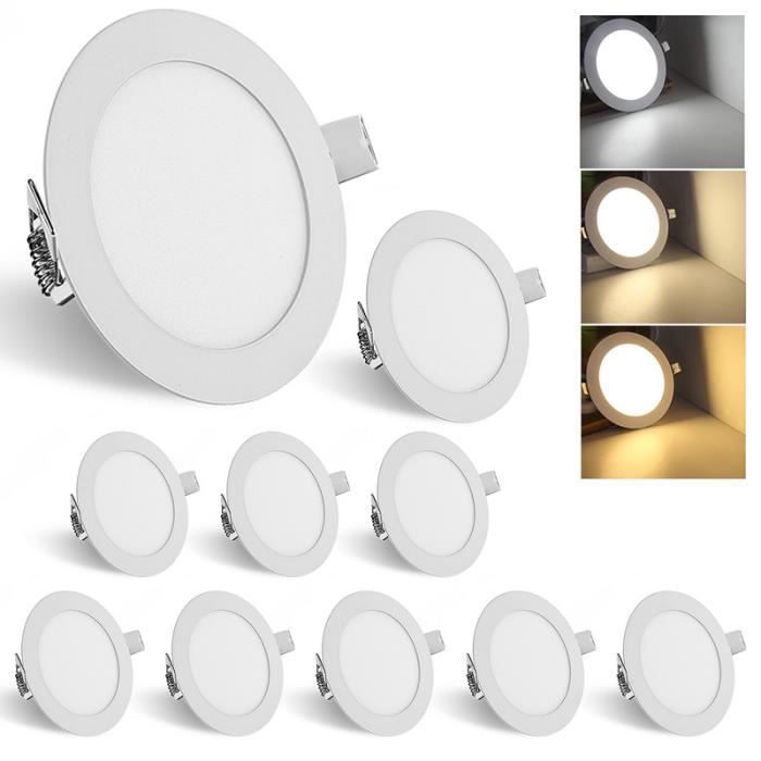 Izrielar Lot 10 Projecteurs LED 10W Extérieur – 3 Couleurs Réglables, IP66 Étanche, Super Lumineux 120°
