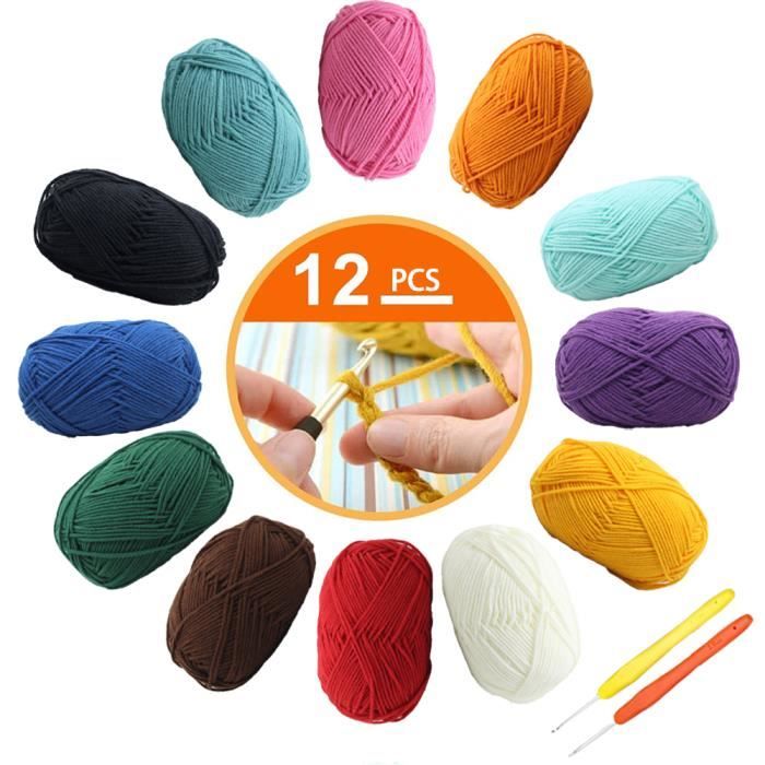 Lot de 12 Pelote de Lainecoton de laitmulticolore50gpelote90 mètres par pelotePour crochet