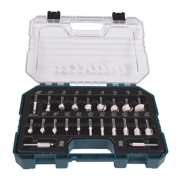 Coffret de fraises Ø8 mm pour défonceuse affleureuse 22 pcs MAKITA D 74778 - vue 2