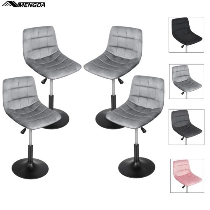mengda lot de 4 tabourets de bar. chaise de cuisine au design moderne avec assise réglable en hauteur, rotation à 360° gris