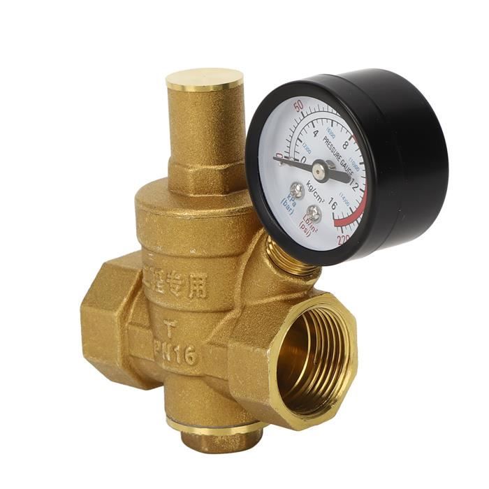 Réducteur De Pression D'eau QWORK DN20 Laiton Avec Manomètre - Valve Réglable Pour Purificateur, Chauffe-eau Et équipements Sanitaires