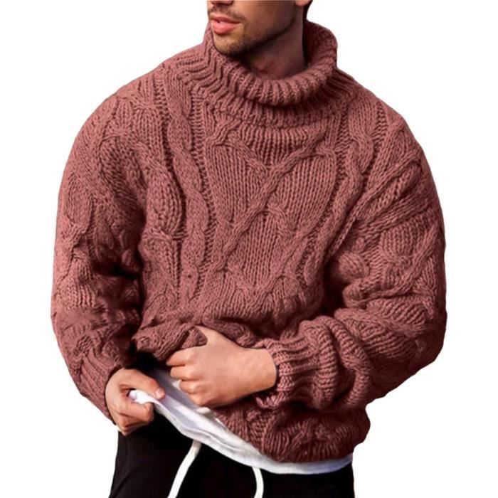 CHANDAIL Pull Homme Col Roule Hiver Chaud Manches Longues Haut Thermique Hiver Pull en Coton De Corps Couleur Unie Rouge Rouge Cdiscount Pret a Porter