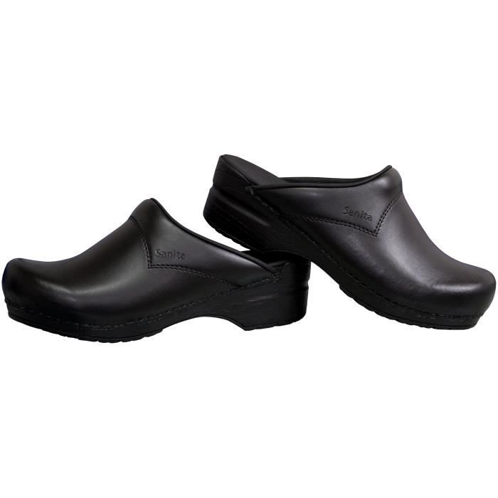 Sabot SANITA pour Femme - SONTO (Noir Mat) - 100% Cuir - Taille 35 à 42