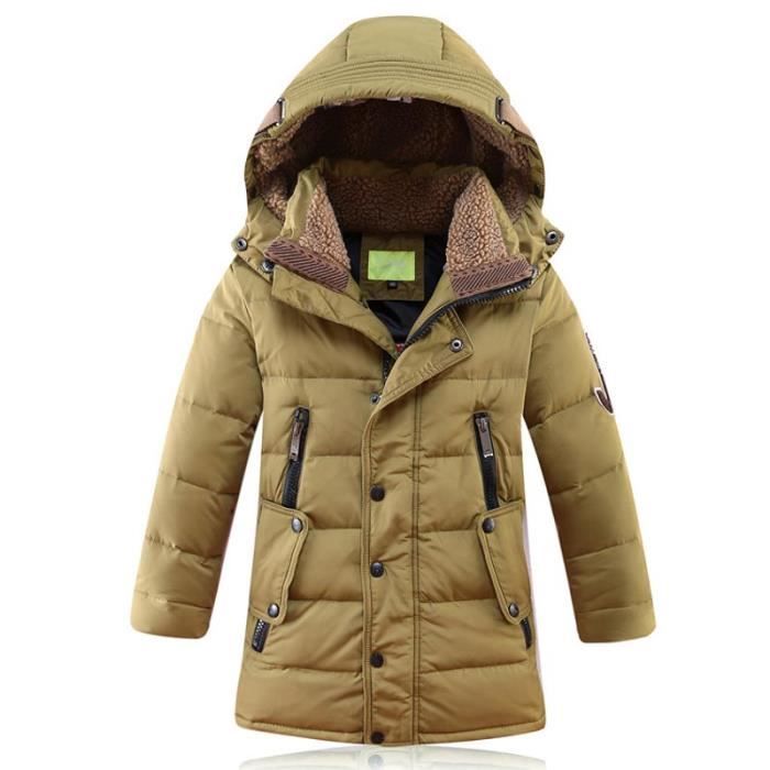 Manteau Capuche Hiver Enfant Garcon Mi Longue Veste Chaude Epaisse