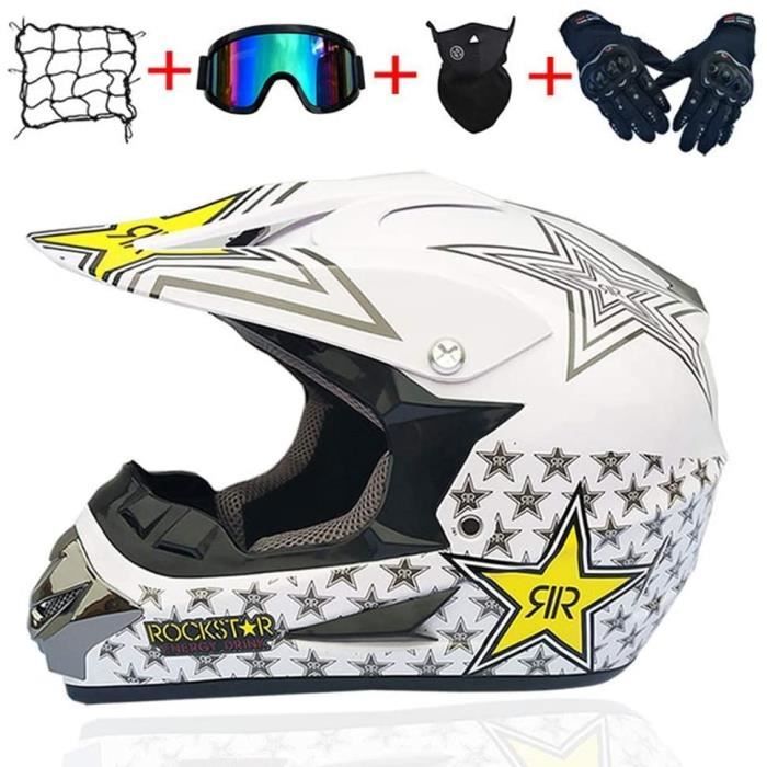 Casque Motocross Intégral Unisexe Avec Lunettes & Gants - Protection Enduro VTT Quad Dirt Bike Jeunesse
