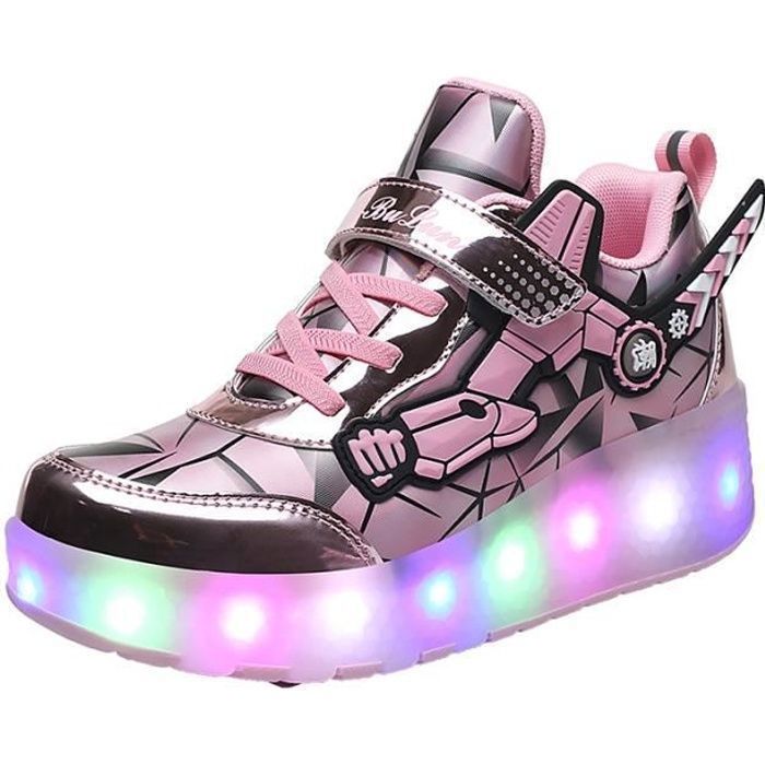 Mode Baskets Enfants LED lumières Chaussures à Roulettes Garçons
