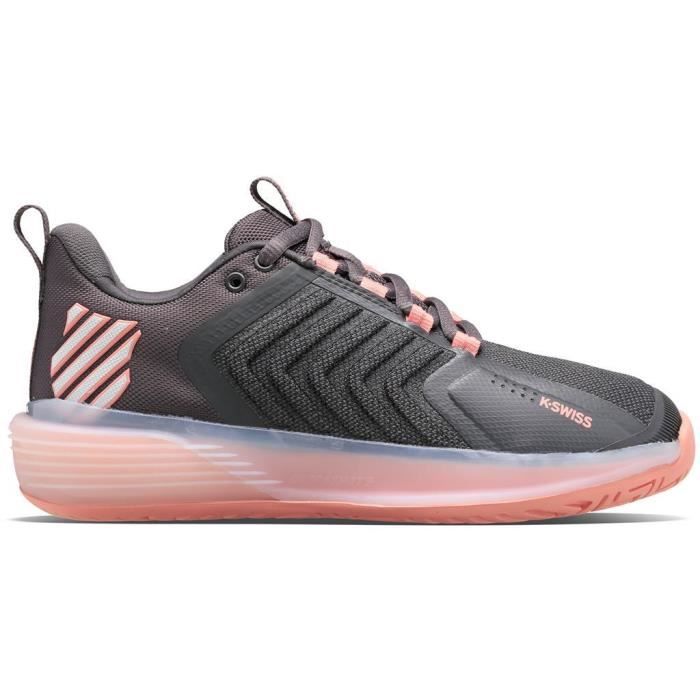 chaussures de tennis de tennis femme k-swiss ultrashot 3 - asphalt/peach amber/blanc - 39