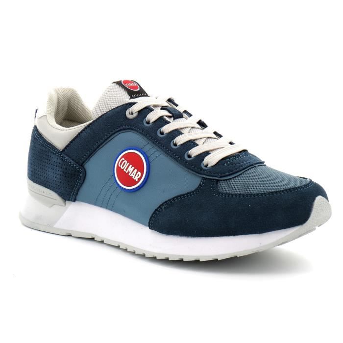 Basket Cuir Colmar Travis Authentic Homme Nylon Marine Gris