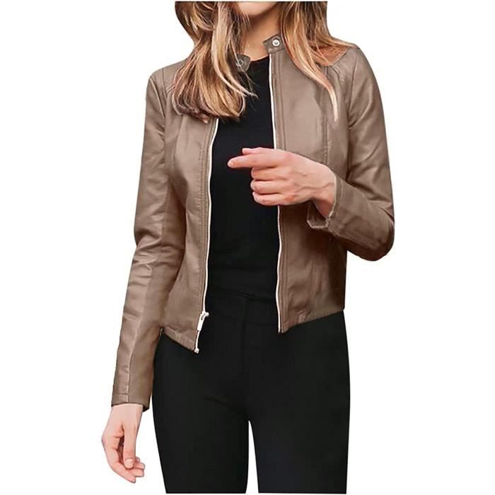 LSERVER Veste Simili Cuir Zipper Manteau Court Blazer Manches Longues Enfant