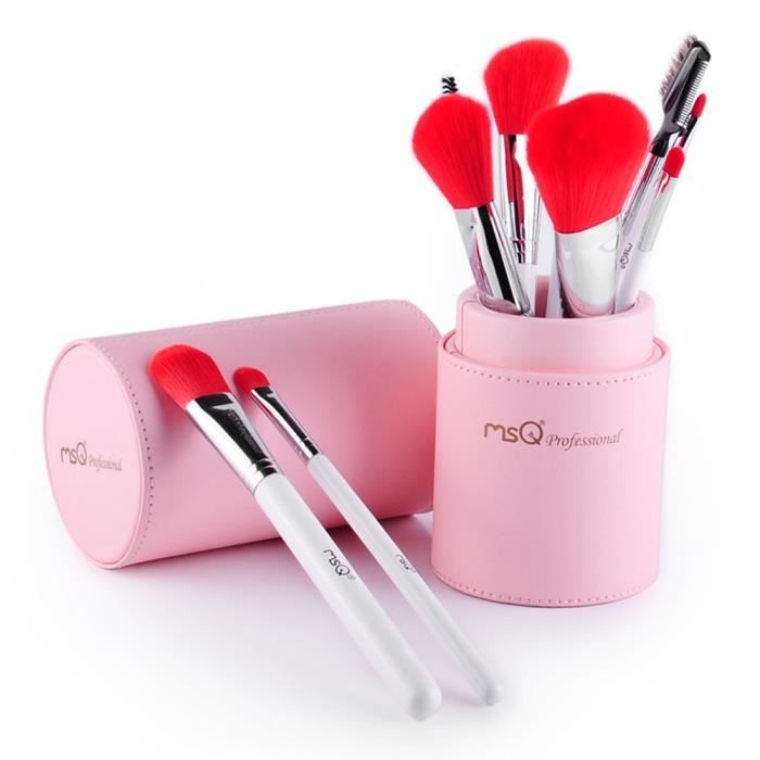 Kit 10 Pinceaux Maquillage Avec Pot De Rangement Rose Achat