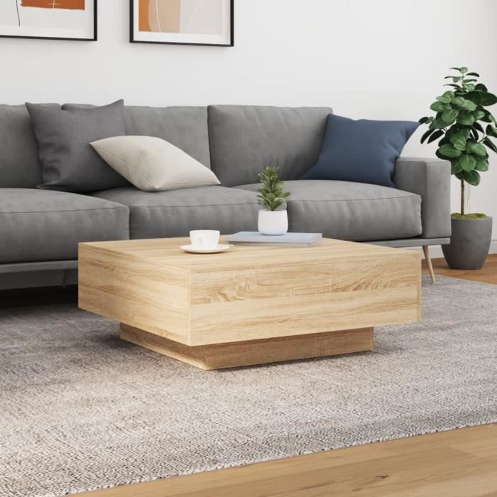 Table basse - MXZZAND - Chêne Sonoma - 80x80x31 cm - Bois dingénierie - Design contemporain