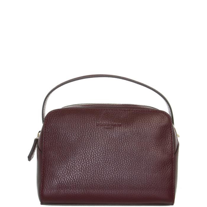 Sac main Pourchet en cuir ref 47121 Bordeaux 21 15 6 Rouge
