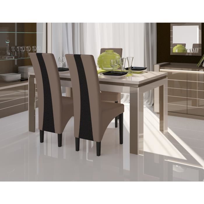 table de salle à manger lina 180cm. coloris cappuccino et blanc crème. idéal pour votre salle à manger. 90 marron