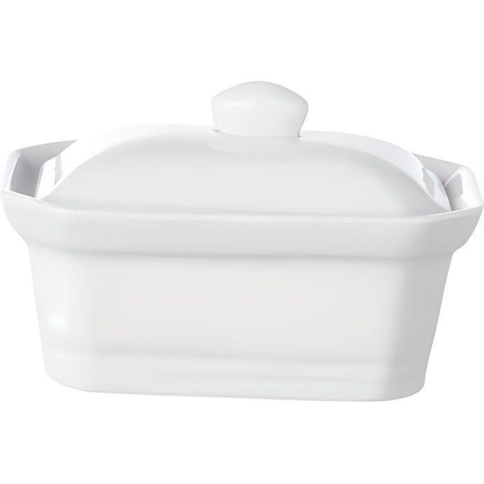 Terrine Rectangulaire Revol Porcelaine Blanche - Avec Couvercle & Plateau - 1L - Design Classique