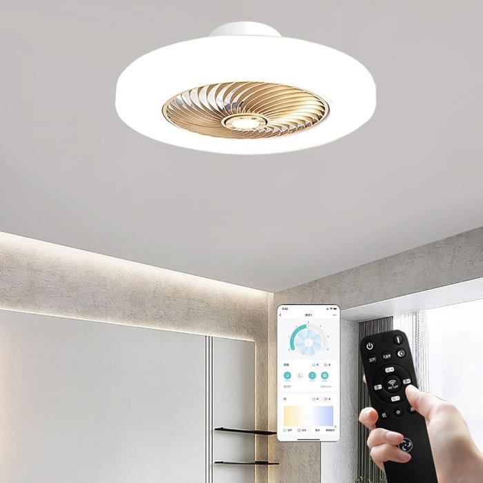 Ventilateur de plafond 132 x 132 x 36,5 cm, LED 22 W, avec télécommande
