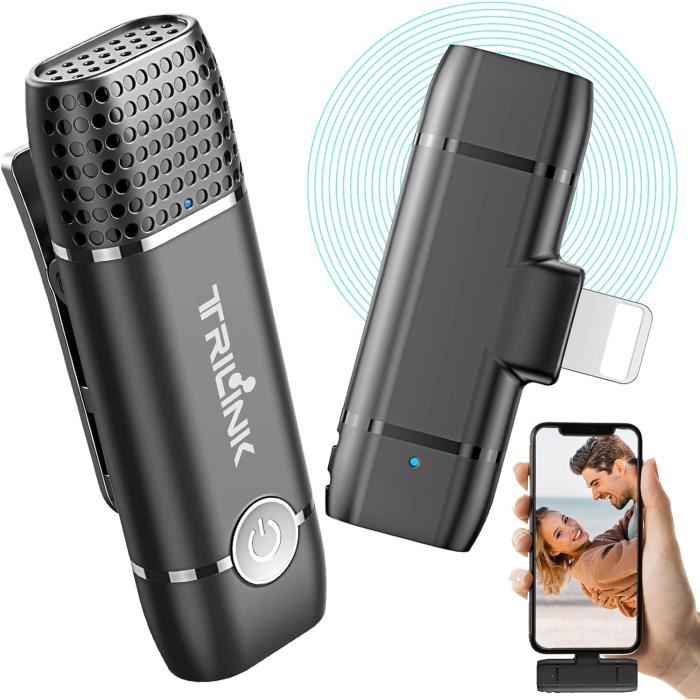 Micro Cravate Sans Fil MULBEVD K2 - Mini Micro Pour IPhone, Android, Tablette - Réduction Bruit, Autonomie 10h, Charge USB-C