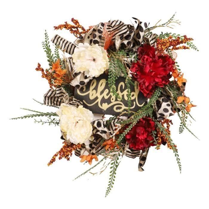 Couronne De Porte Fleurs Artificielles Pivoine - Décoration Murale 40cm Pour Entrée Ou Mariage