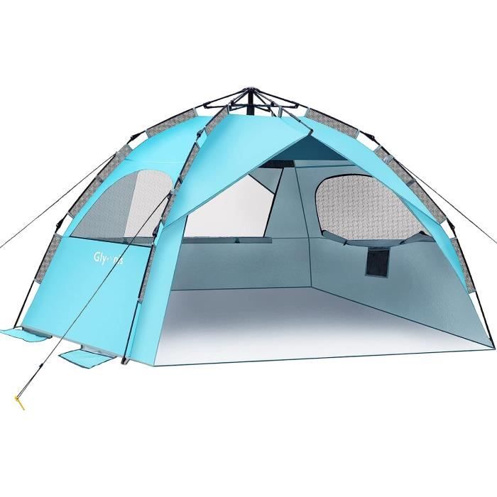 Glymnis Tente De Plage Automatique Quick-Up - Protection UV50+ Pour 3-4 Personnes, Montage Ultra Rapide