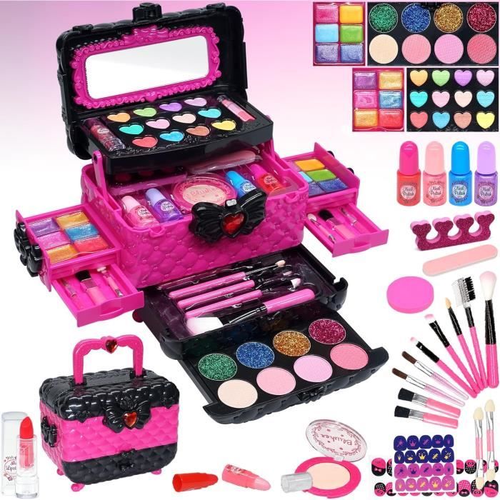 Flybay Coffret Maquillage Enfant Lavable Jouet Créatif Sécurisé pour Filles 3-10 Ans Idée Cadeau Anniversaire & Noël‌ (Purple-Maquillage Enfant