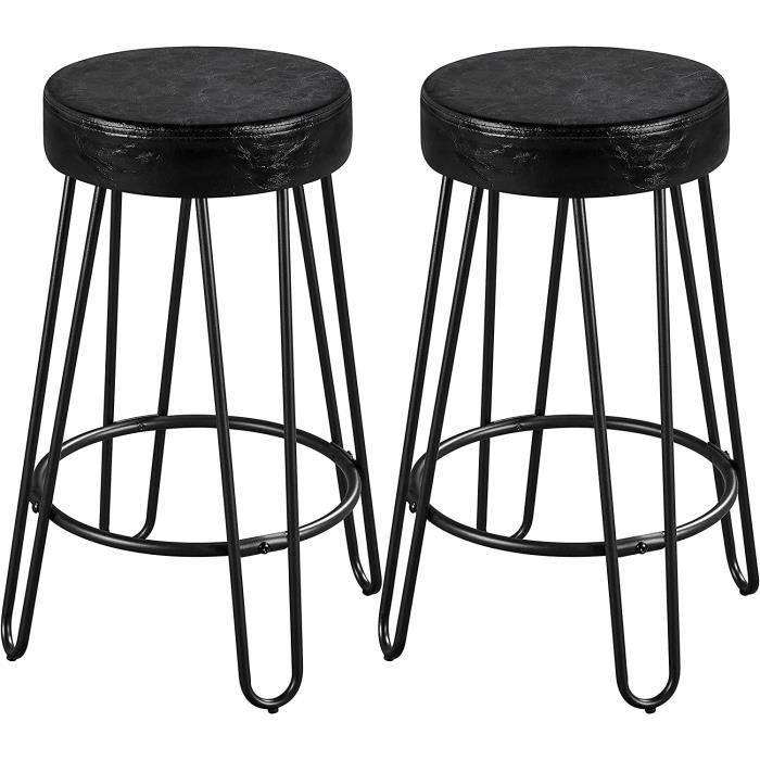 Tabouret Rond Lot de 2 Tabourets de Bar Siège de Cuisine Rond en similicuir pour ...