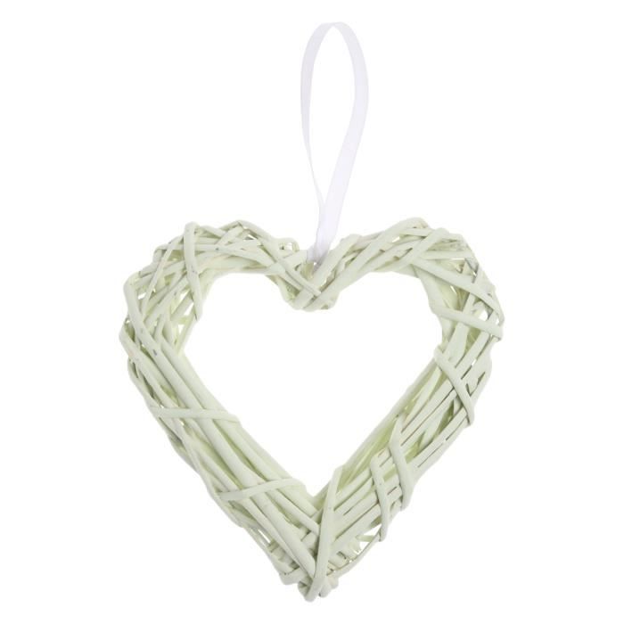 Déco Murale Cœur En Osier Blanc Atmosphera - Diamètre 25 Cm - Suspension Romantique Pour Chambre Ou Salon