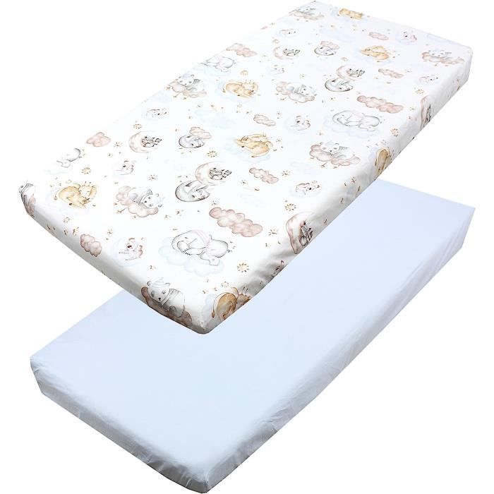 Draps Housse Pour Lit B b Enfant Lot De 2 Animaux Sur Les Nuages