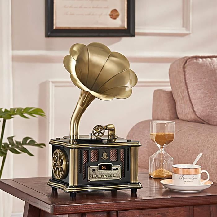Tourne-Disque, Tourne-Disque Portable Bluetooth Vintage À 3 Vitesses