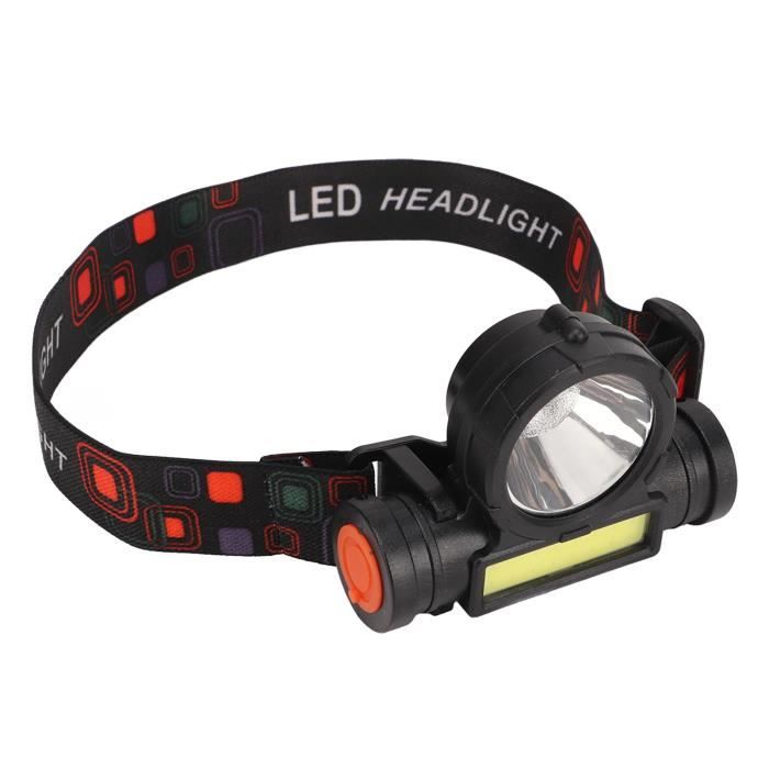 Lampe Frontale LED COB Rechargeable USB - 12000mAh - Étanche IP66 - Noire