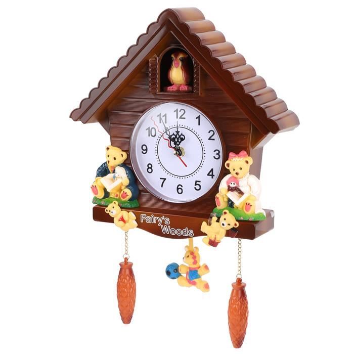 Horloge à Coucou En Bois Style Forêt-Noire - Horloge Murale Fabriquée à La Main Avec Pendule Et Chant Du Coucou - Pour Salon, Décoration Traditionnelle