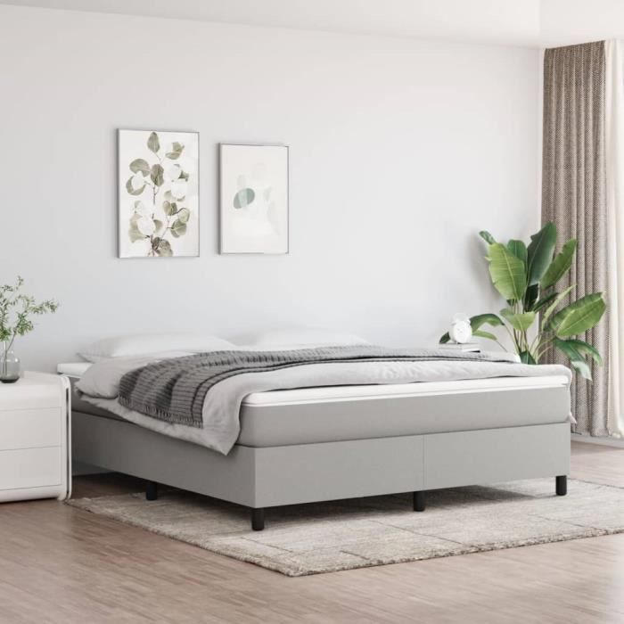 Lit supersleep - Cadre de lit Gris clair 180x200 cm Tissu 203x180x35 cm