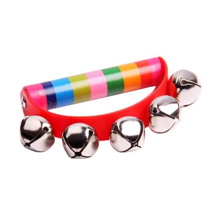 Homgaty Manche en bois Clochette Tambourin 7 Jingle Bell Hochets jouet éducatif Instrument de musique 