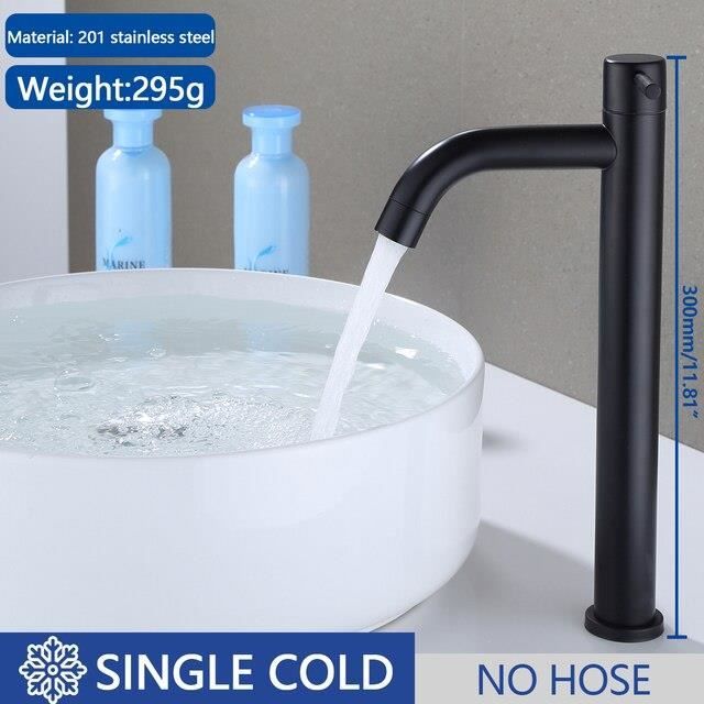 Mitigeur Lavabo Noir Mat Cascade - Robinet Salle De Bain Acier Inoxydable Minnhua