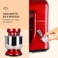 Robot pâtissier - Klarstein - 1200W - Robot cuisine - Bol mélangeur en inox de 5L -  6 vitesses - Robot multifonction - Rouge-1