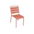 Lot de 4 chaises intérieur / extérieur en métal peinture antirouille empilables coloris rose saumon-1