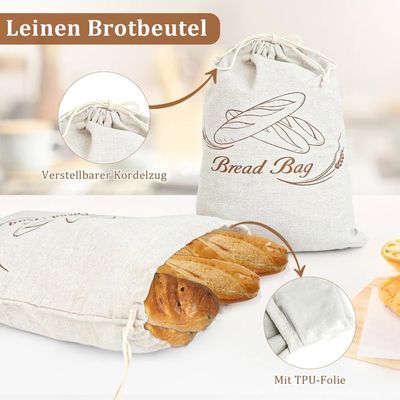 Huche A Pain 4 Pièces Sac à Pain Conservation, Baguette