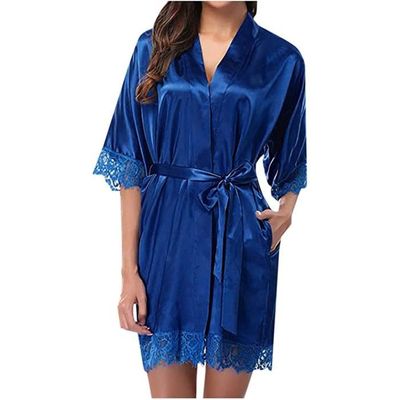 CD SIZE M Peignoir Satin Robe de Chambre Kimono Femme Sortie de Bain Nuisette Deshabille Vetements de Nuit Femme Satin L 7689 Cdiscount Maison
