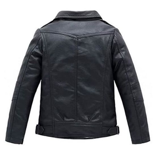 Blouson Simili Cuir Garçon Fille FINDPITAYA Perfect Imitation Cuir  Veste Motard Enfant Noir