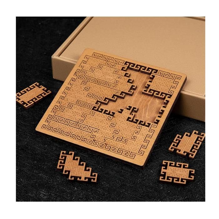 Fractal Tray Puzzles, Hard Difficult Wooden Jigsaw Puzzles for Adults, Portable Impossible Reverse Thinking Challenging No Image Puzzle Family and Friends Gathering Party Board Game(Chain Fractal Tray Puzzles, Hard Difficult Wooden Jigsaw Puzzles for Adults, Portable Impossible Reverse Thinking Challenging No Image Puzzle Family and Friends Gathering Party Board Game(Chain