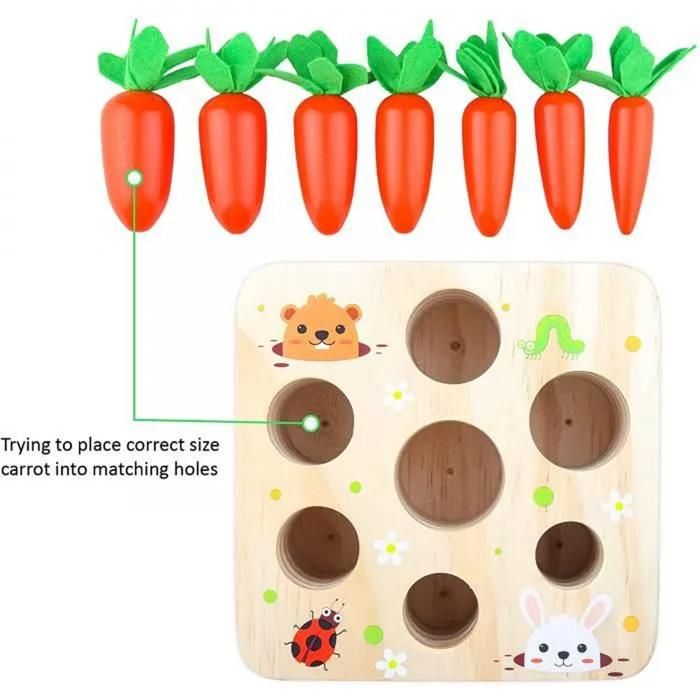 Forme colorée blocs Montessori jouets pour 1 an bébé tirer carotte ensemble Puzzle enfant jeu