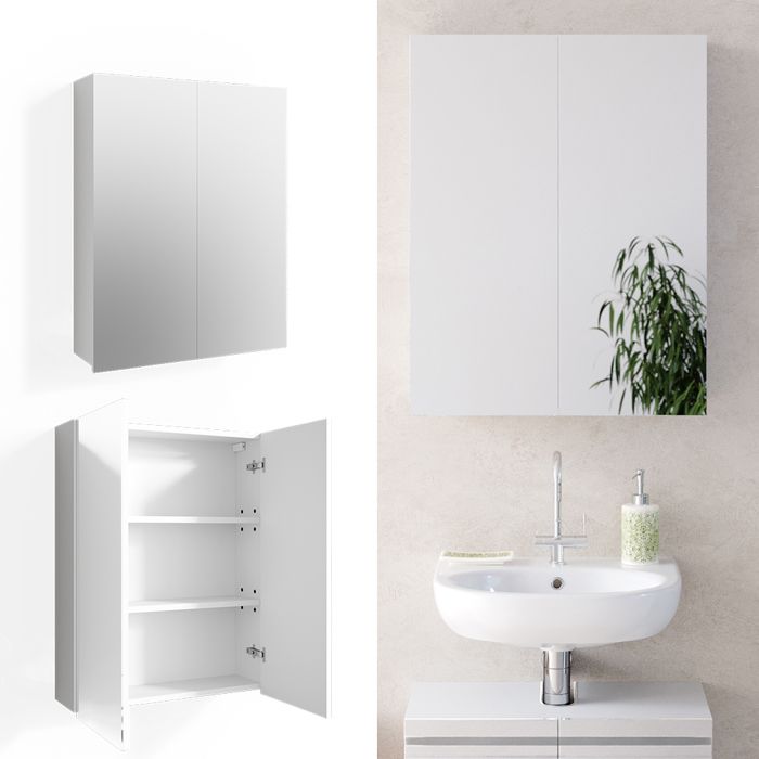 Valora meuble salle de bain suspendu 3 portes miroir blanc