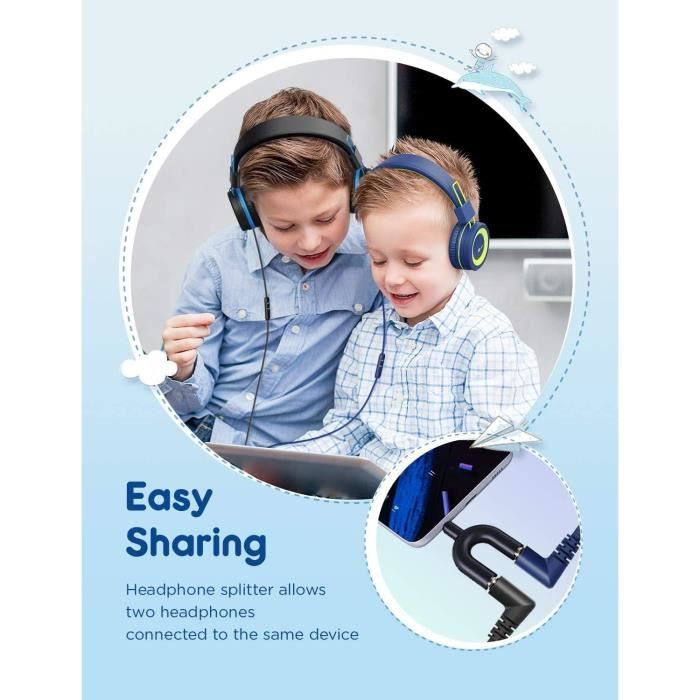 iClever Casque Audio Enfant 2 Pack, Filaire Ecouteurs pour Enfants