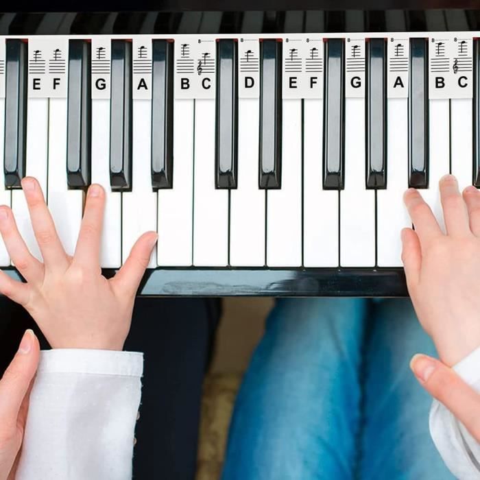 Autocollant Note pour Piano, Autocollants de Partition de Clavier pour 88  Touches, Réutilisables Autocollants de Partition de Piano pour Enfants