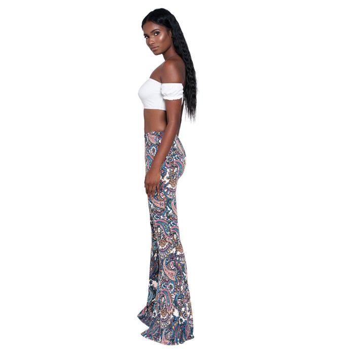 Pantalon femme taille haute d contract serr pantalon bas de