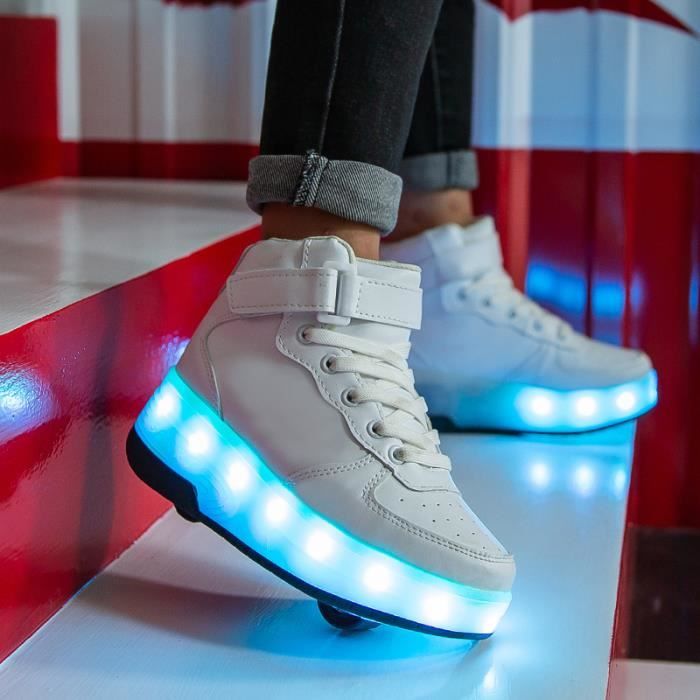 Baskets Enfants LED lumières - Mode - Automatique De Patinage - Blanc Blanc  - Cdiscount Chaussures