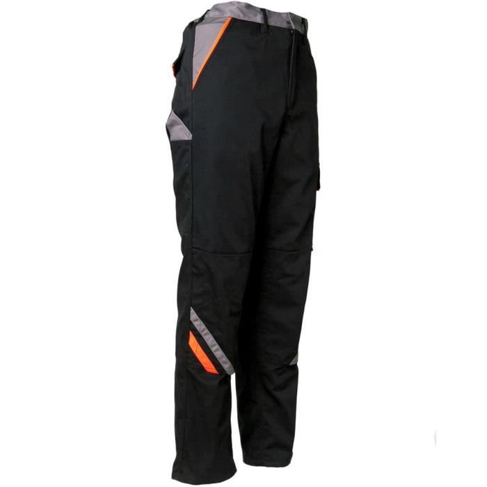 Pantalon De Travail Planam Visline – Noir/Orange/Zinc, Taille 70, Multi-Poches, Résistant Et Élastique à La Ceinture