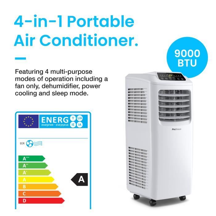 Climatiseur Mobile Réversible Hiyasu 4 En 1 - 9000 BTU, Chauffage, Déshumidificateur (Occasion)