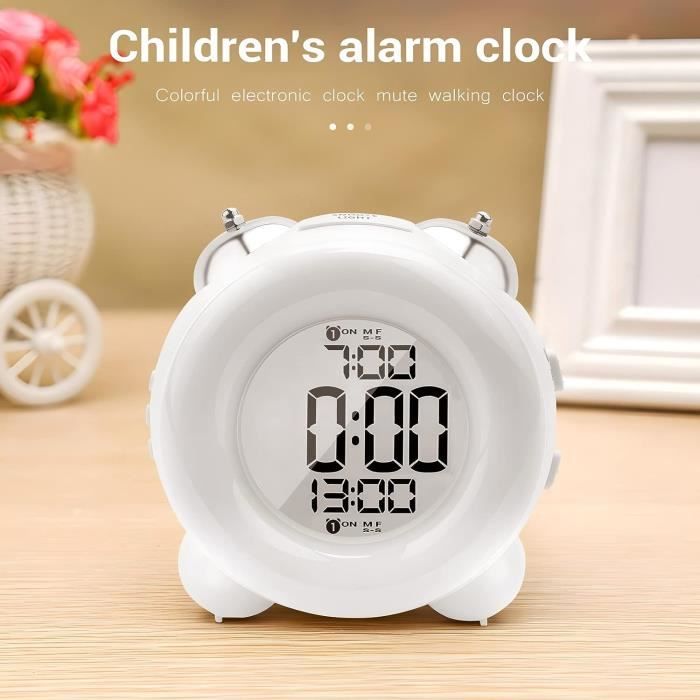 YXSH Réveil No Tick Table de Chevet Horloge de Voyage Réveil rétro avec veilleuse à Piles (Non Inclus) - Rose-Black