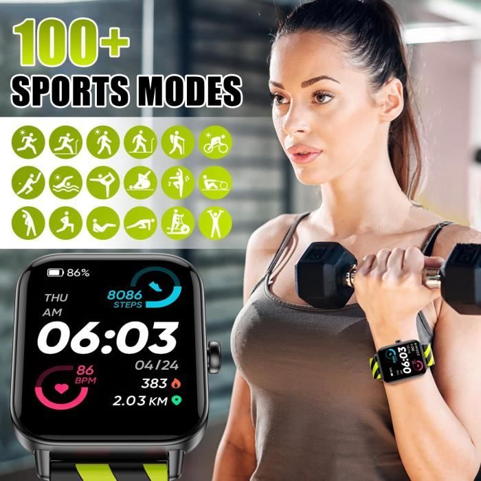 Smartwatch étanche IP65 - 40mm - Boîtier Et Bracelet Acier Doré - Compatible Android (neuf)